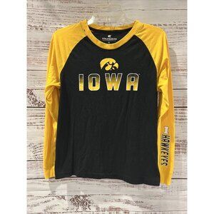 Youth Iowa Hawkeyes Long Sleeve Shirt Black/Gold Size XL 20 T-Shirt